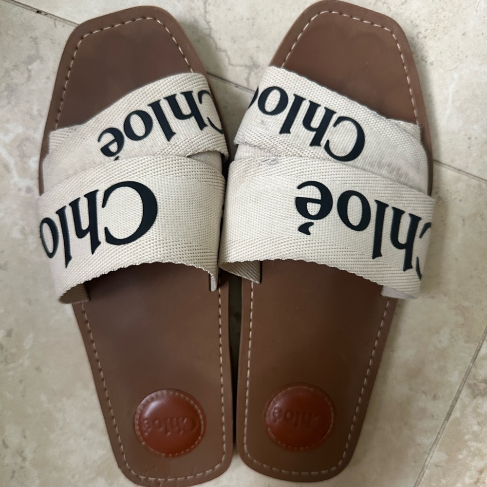 Chloe Tan and Cream Sandals